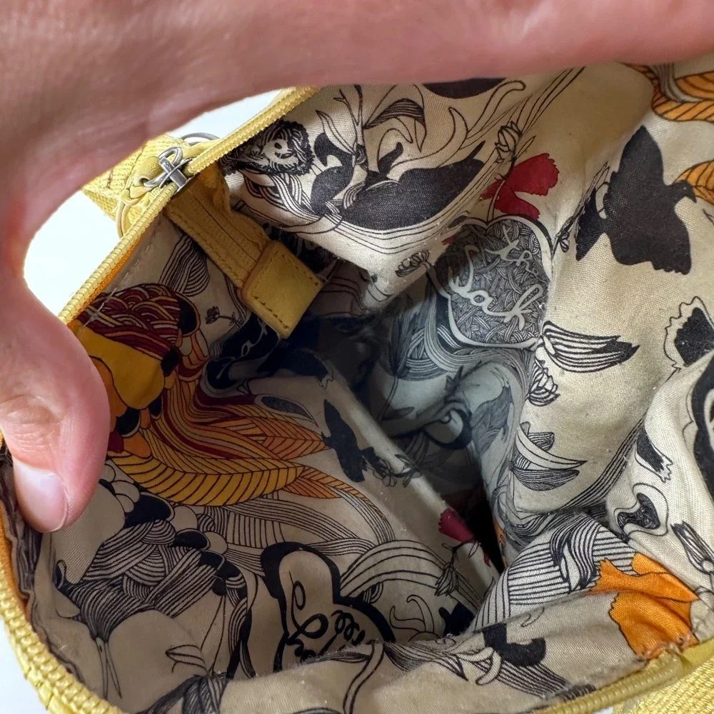 The Sak Deena Yellow Flap Pebbled Leather Crossbody Bag Adjustable Hobo Purse